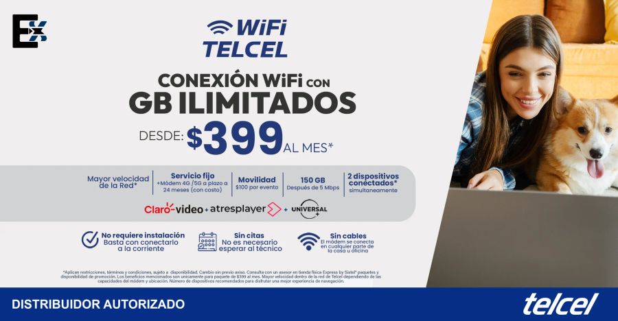 WiFi Telcel: conexión con GB ilimitados desde $399 al mes. Sin instalación, sin citas y sin cables.